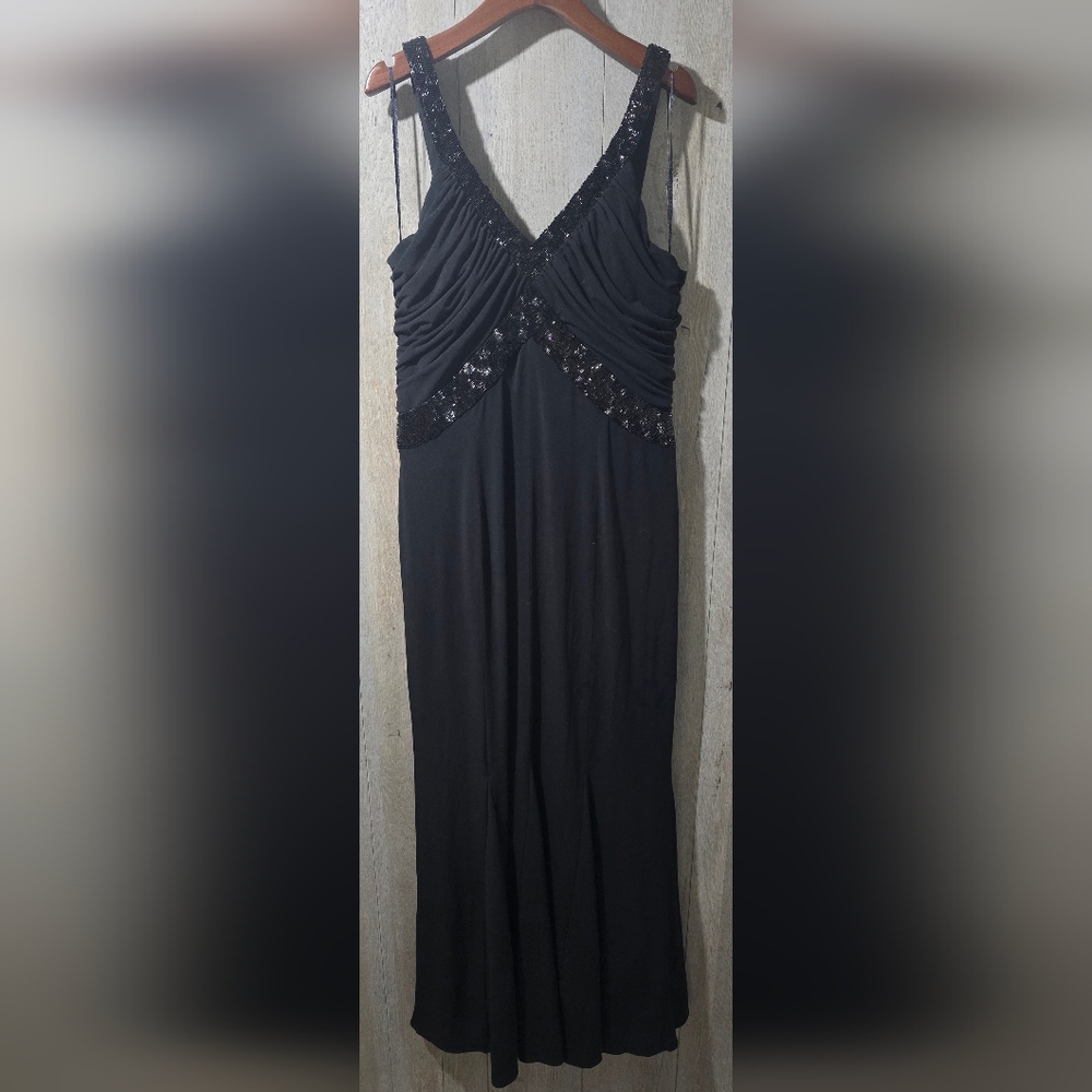 JS Boutique Black Sequin Ruched Maxi Dress